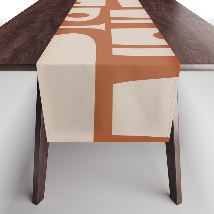 Mid Century Modern Piquet Abstract Pattern in Clay and Putty Tones Table Runner Gallery Image 1