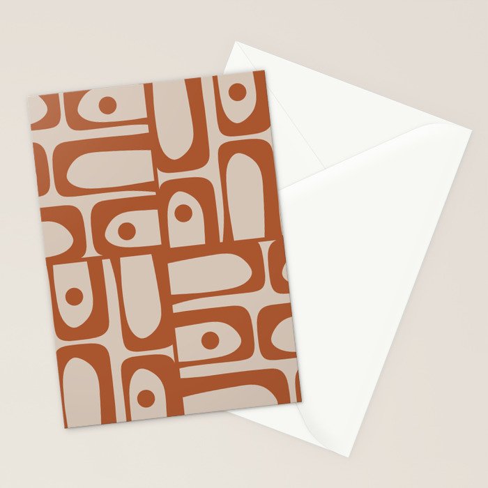 Mid Century Modern Piquet Abstract Pattern in Clay and Putty Tones Stationery Card Gallery Image 2