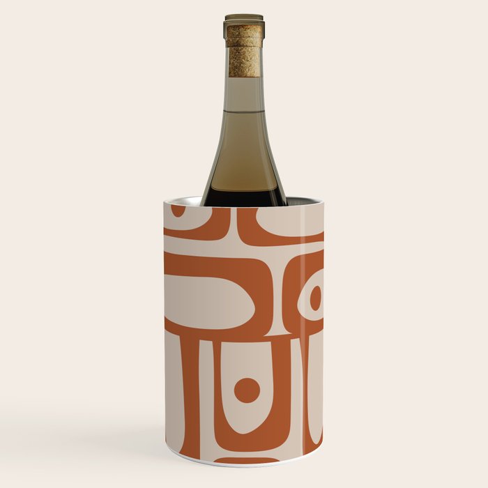 Mid Century Modern Piquet Abstract Pattern in Clay and Putty Tones Wine Chiller Gallery Image 2