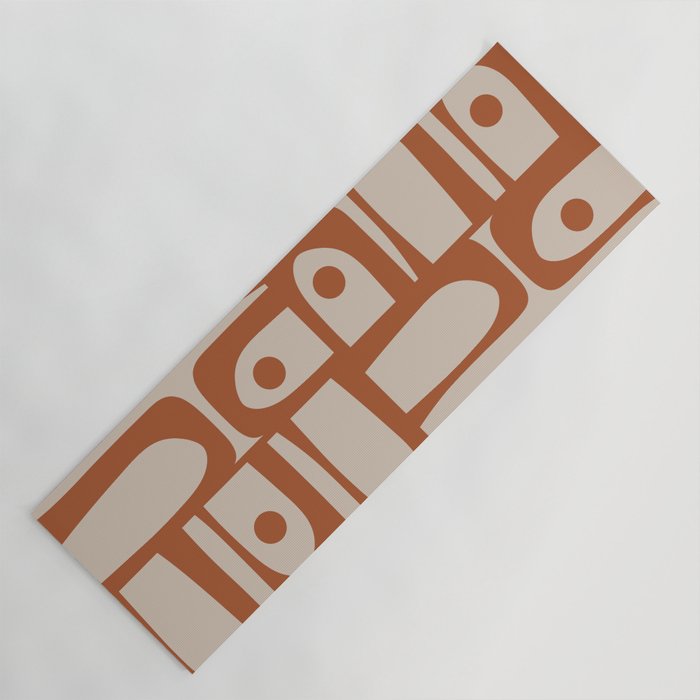Mid Century Modern Piquet Abstract Pattern in Clay and Putty Tones Yoga Mat Gallery Image 1
