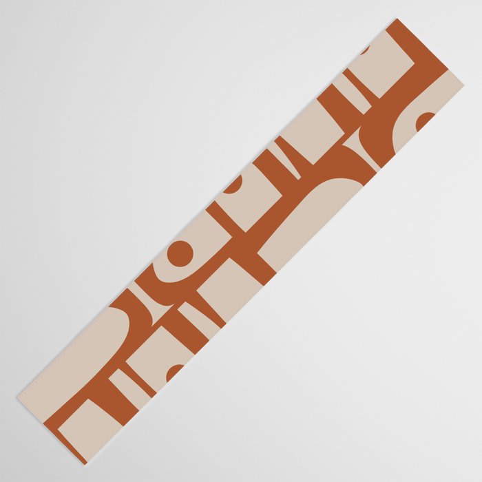 Mid Century Modern Piquet Abstract Pattern in Clay and Putty Tones Table Runner Gallery Image 3