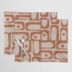 Mid Century Modern Piquet Abstract Pattern in Clay and Putty Tones Placemat Gallery Image 1