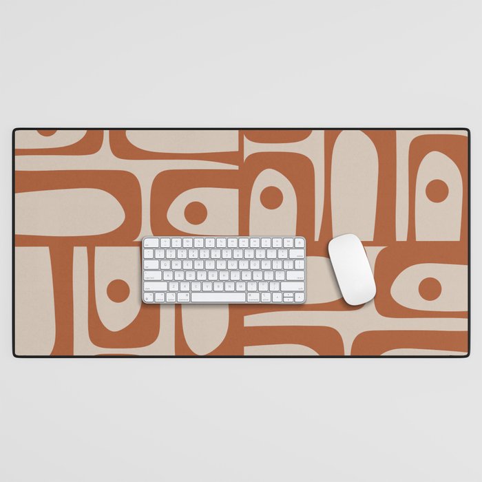 Mid Century Modern Piquet Abstract Pattern in Clay and Putty Tones Desk Mat Gallery Image 1