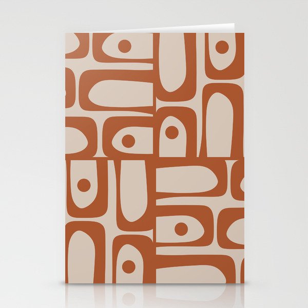 Mid Century Modern Piquet Abstract Pattern in Clay and Putty Tones Stationery Card Gallery Image 1