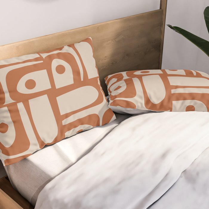 Mid Century Modern Piquet Abstract Pattern in Clay and Putty Tones Pillow Sham Gallery Image 2