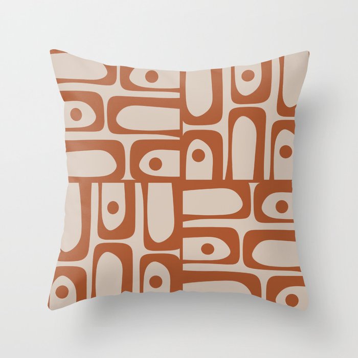 Mid Century Modern Piquet Abstract Pattern in Clay and Putty Tones Throw Pillow Gallery Image 1