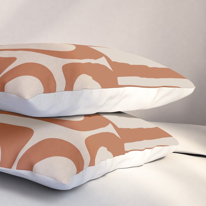 Mid Century Modern Piquet Abstract Pattern in Clay and Putty Tones Pillow Sham Gallery Image 3