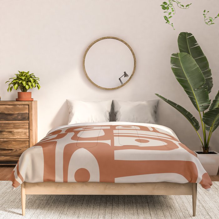 Mid Century Modern Piquet Abstract Pattern in Clay and Putty Tones Comforter Gallery Image 3