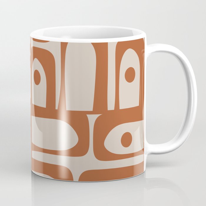 Mid Century Modern Piquet Abstract Pattern in Clay and Putty Tones Coffee Mug Gallery Image 1