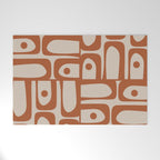 Mid Century Modern Piquet Abstract Pattern in Clay and Putty Tones Welcome Mat Gallery Image 1