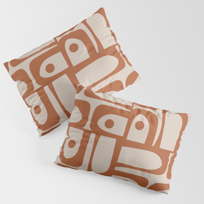 Mid Century Modern Piquet Abstract Pattern in Clay and Putty Tones Pillow Sham Gallery Image 1