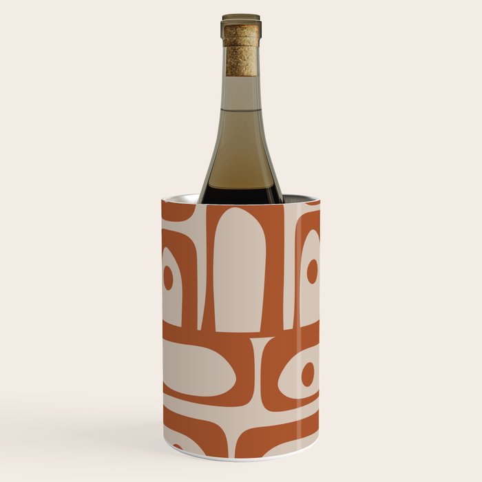 Mid Century Modern Piquet Abstract Pattern in Clay and Putty Tones Wine Chiller Gallery Image 3