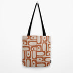Mid Century Modern Piquet Abstract Pattern in Clay and Putty Tones Tote Bag Gallery Image 2