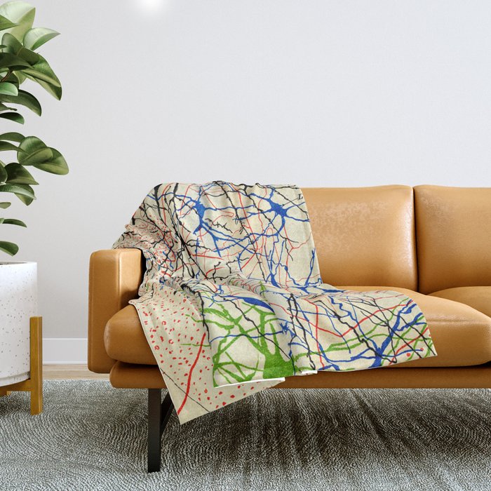 Santiago Ramón Y Cajal Nerve Cells Throw Blanket Gallery Image 1