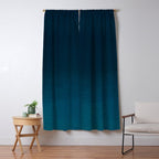 Navy blue teal hand painted watercolor paint ombre Window Curtain Gallery Image 5