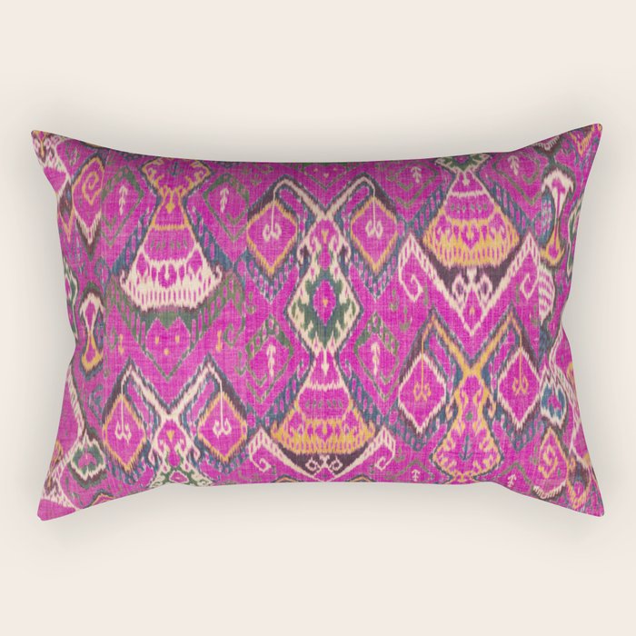 Uzbekistan Rug Deep Pink Rectangular Pillow Gallery Image 1