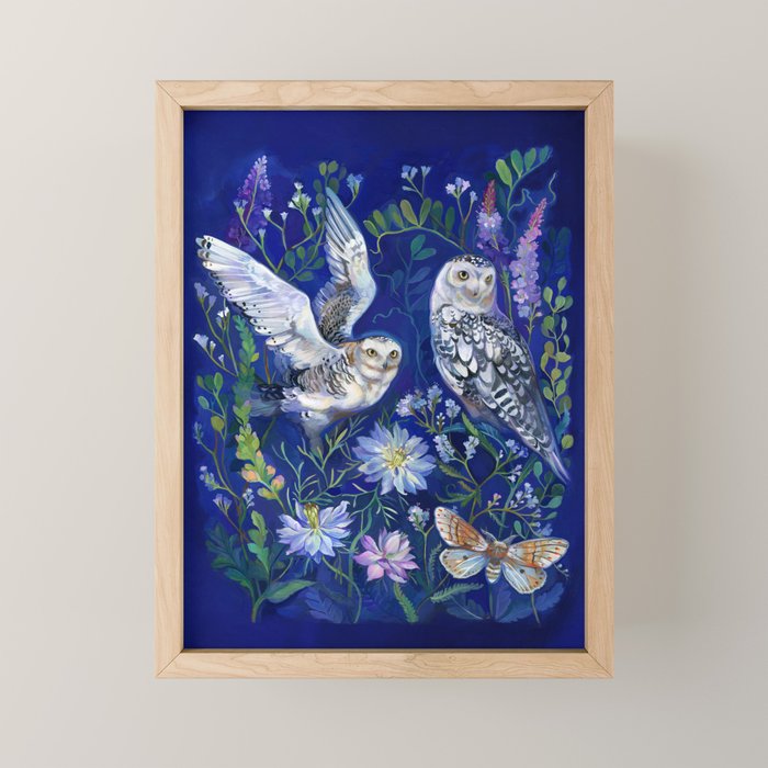 Flower Garden Owls Mini Art Print Gallery Image 1