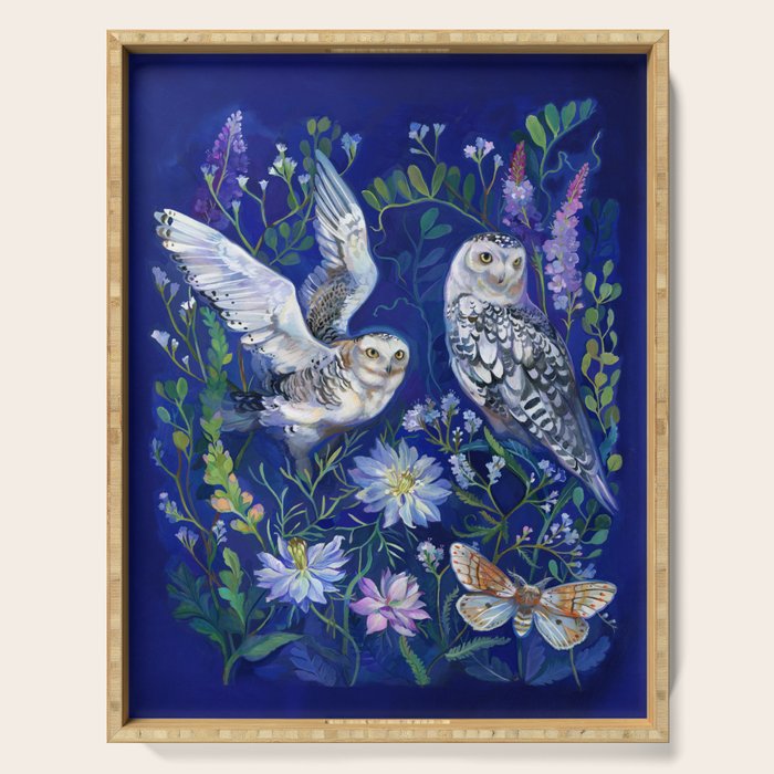 Flower Garden Owls Serving Tray Gallery Image 1