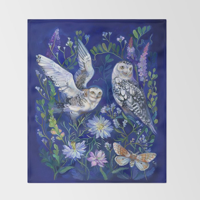 Flower Garden Owls Throw Blanket Gallery Image 2