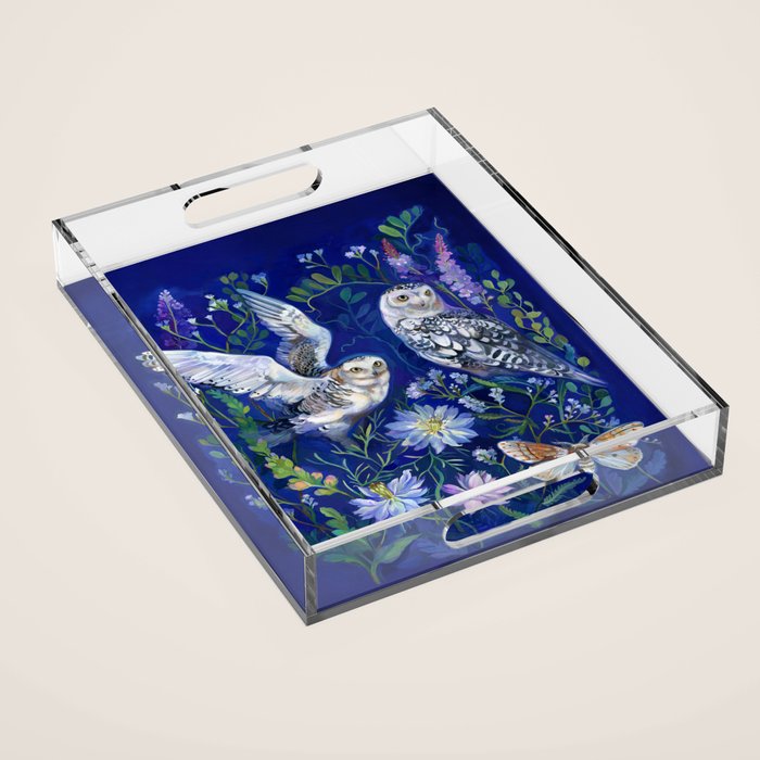 Flower Garden Owls Acrylic Tray Gallery Image 1