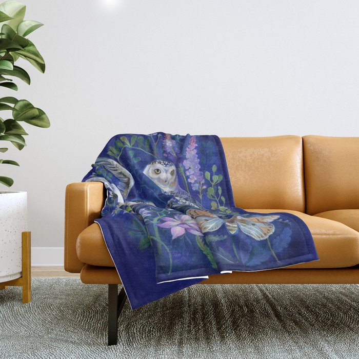 Flower Garden Owls Throw Blanket Gallery Image 1