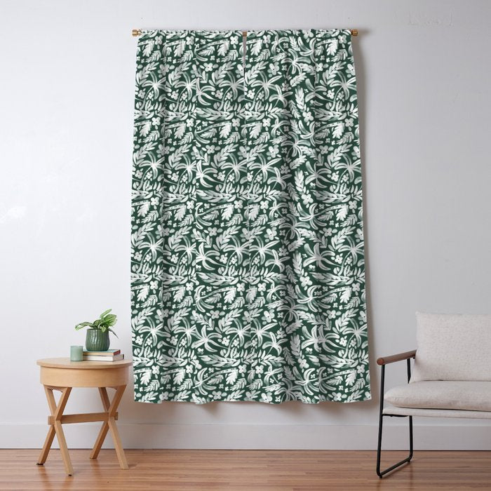 Greenish Tropical Palm Breeze Window Curtain Gallery Image 1