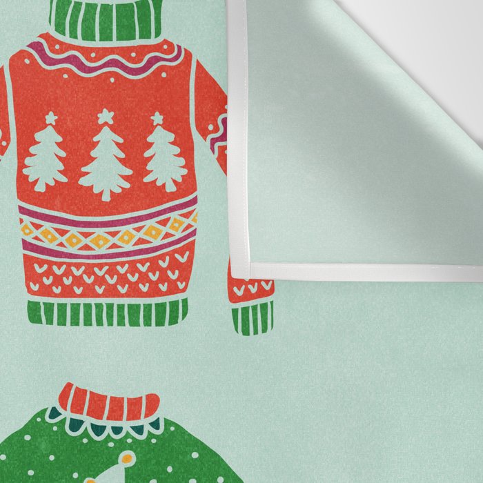 Vintage Ugly Christmas Sweaters: Mint Green Edition Wall Tapestry Gallery Image 3