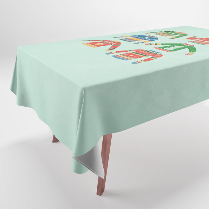 Vintage Ugly Christmas Sweaters: Mint Green Edition Tablecloth Gallery Image 1