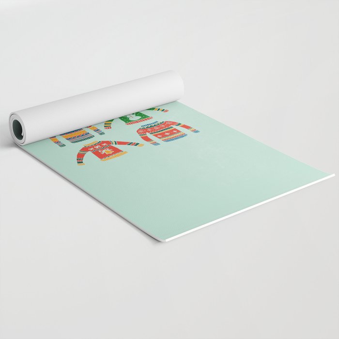 Vintage Ugly Christmas Sweaters: Mint Green Edition Yoga Mat Gallery Image 2