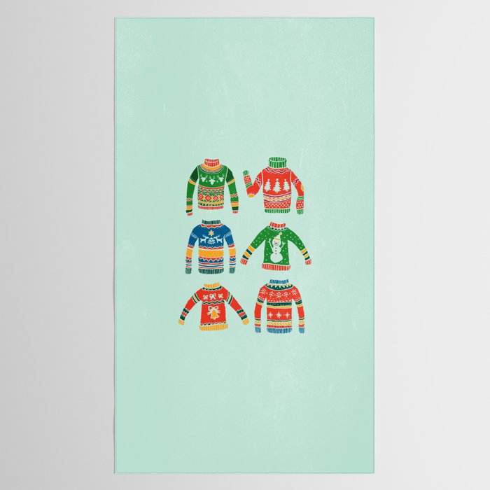 Vintage Ugly Christmas Sweaters: Mint Green Edition Tablecloth Gallery Image 2