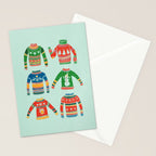 Vintage Ugly Christmas Sweaters: Mint Green Edition Stationery Card Gallery Image 2