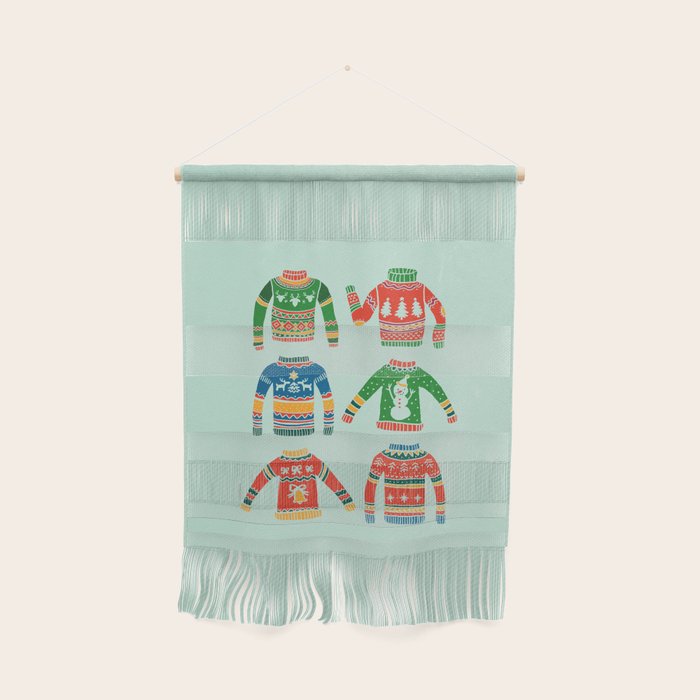 Vintage Ugly Christmas Sweaters: Mint Green Edition Wall Hanging Gallery Image 1