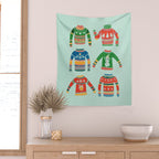 Vintage Ugly Christmas Sweaters: Mint Green Edition Wall Tapestry Gallery Image 2