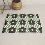 A Single Flower (Checked & Warped BG) Rug Gallery Image 1