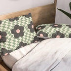 A Single Flower (Checked & Warped BG) Pillow Sham Gallery Image 2