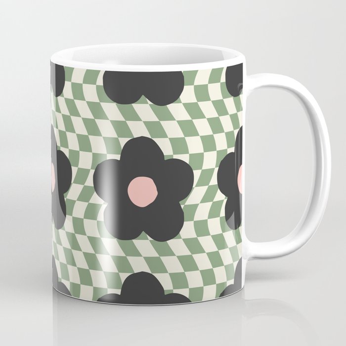 A Single Flower (Checked & Warped BG) Coffee Mug Gallery Image 1