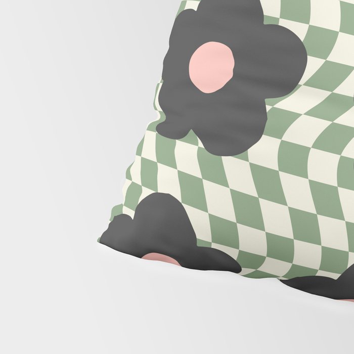 A Single Flower (Checked & Warped BG) Pillow Sham Gallery Image 4