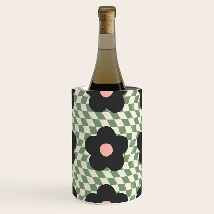 A Single Flower (Checked & Warped BG) Wine Chiller Gallery Image 1