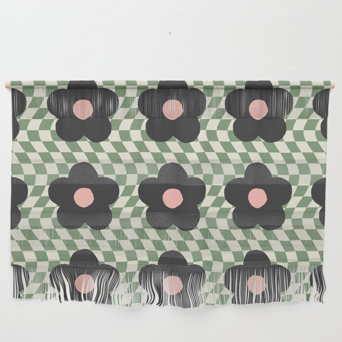 A Single Flower (Checked & Warped BG) Wall Hanging Gallery Image 1