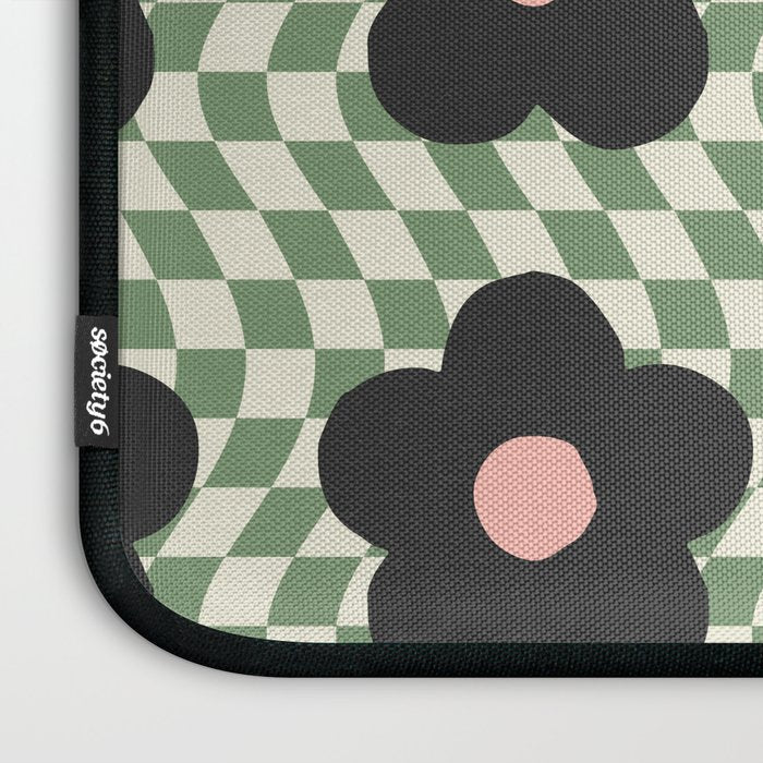 A Single Flower (Checked & Warped BG) Laptop Sleeve Gallery Image 3