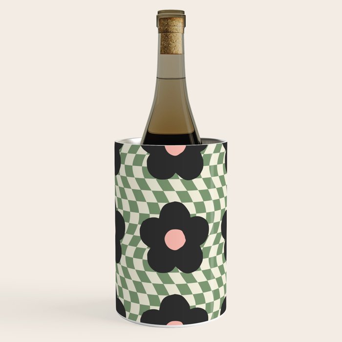 A Single Flower (Checked & Warped BG) Wine Chiller Gallery Image 2
