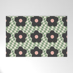 A Single Flower (Checked & Warped BG) Welcome Mat Gallery Image 1