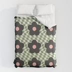 A Single Flower (Checked & Warped BG) Duvet Cover Gallery Image 6