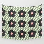 A Single Flower (Checked & Warped BG) Wall Tapestry Gallery Image 4