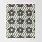 A Single Flower (Checked & Warped BG) Throw Blanket Gallery Image 2