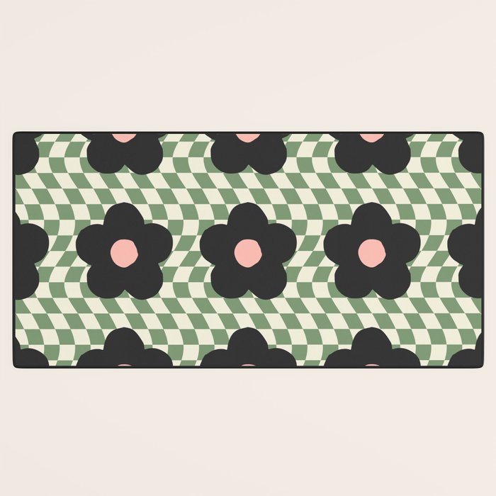 A Single Flower (Checked & Warped BG) Desk Mat Gallery Image 3