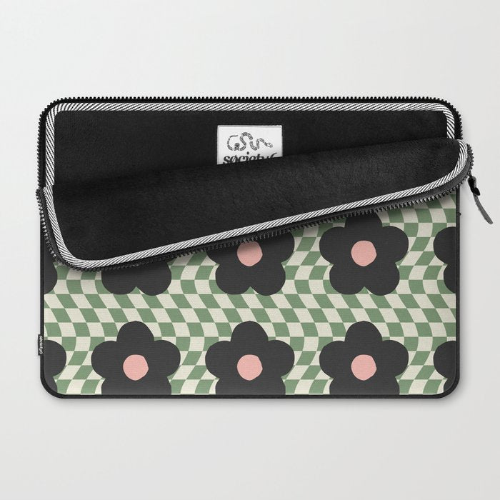 A Single Flower (Checked & Warped BG) Laptop Sleeve Gallery Image 2