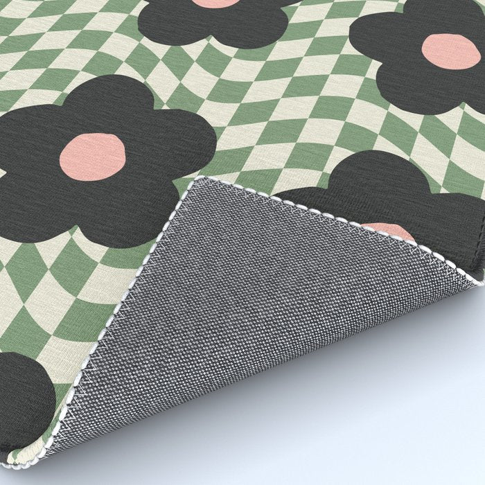 A Single Flower (Checked & Warped BG) Rug Gallery Image 4