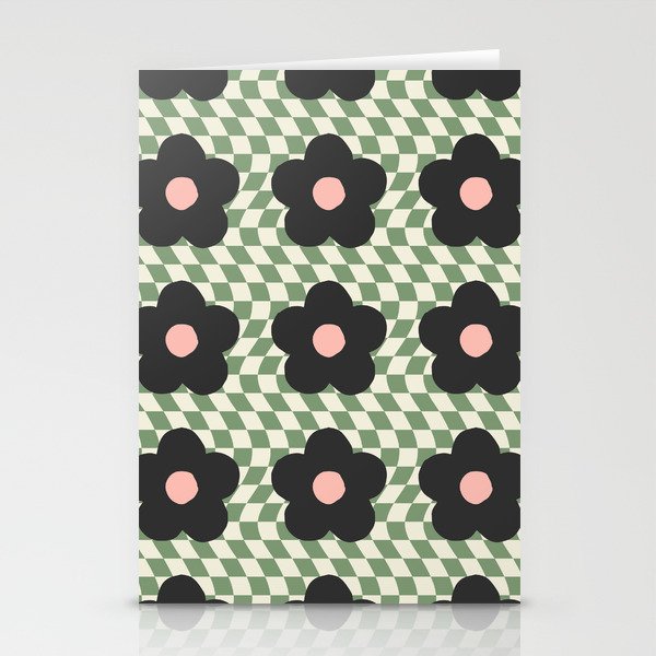 A Single Flower (Checked & Warped BG) Stationery Card Gallery Image 2