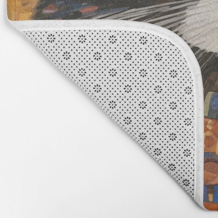 Gustav Klimt Style Warrior Cat with Colorful Medals Bath Mat Gallery Image 2